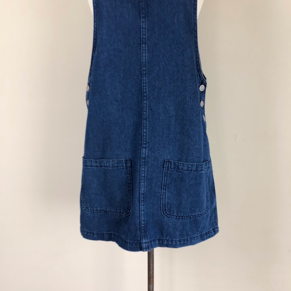 vintage 90s denim overalls dress cotton y2k jean mini pinafore jumper bib grunge - Picture 4 of 9